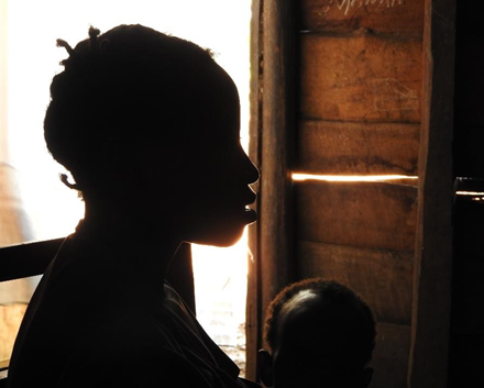 silhouette mother and child